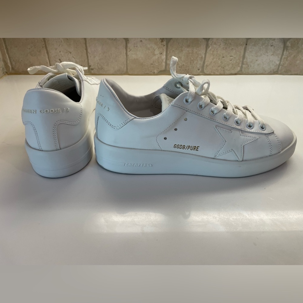 Golden Goose Pure-Star White Leather Sneakers Classic Low-Top - Size 38